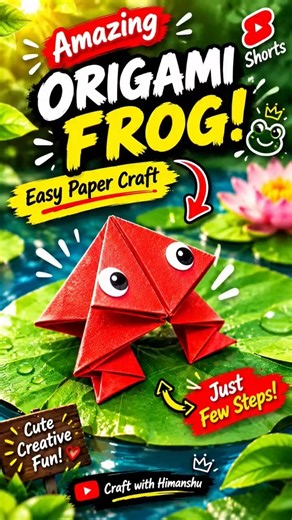 how to make paper toy frog without glue#art and craft#