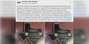 Amarillo Crime Stoppers receive statewide recognition for cleared cases