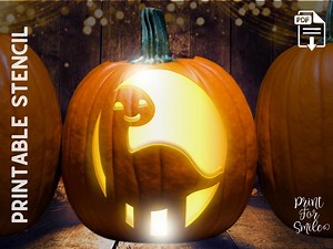 Cute Dinosaur Pumpkin Carving Stencil Template Pattern Halloween PRINTABLE - Etsy