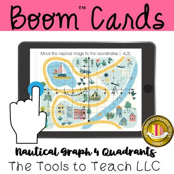 Boom™ Cards Nautical Map Graphing Coordinates Quadrants 1-4 Grade 5 Audio