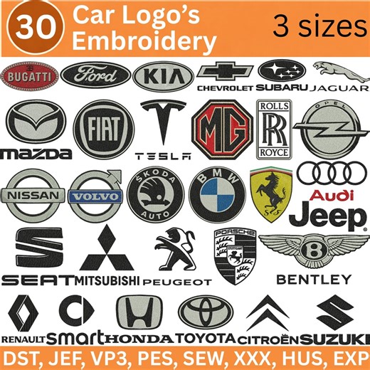 Car Logo Embroidery Designs, Car Embroidery, Emblems, Supercars, Car Logo Embroidery, Auto, Vehicle, Machine Embroidery - Etsy