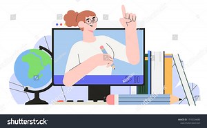 Female Teacher Conduct Lessons Online School Stock Vector (Royalty Free) 1710224680 | Shutterstock