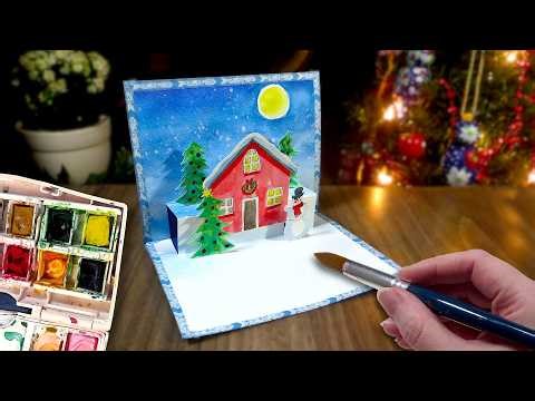 How I Made a 3D Pop-Up Watercolor Christmas Card