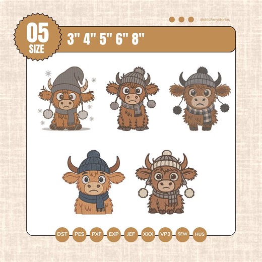 Baby Highland Cow Embroidery Design: Farm Animal Stitch Pattern (instant Download) - Etsy
