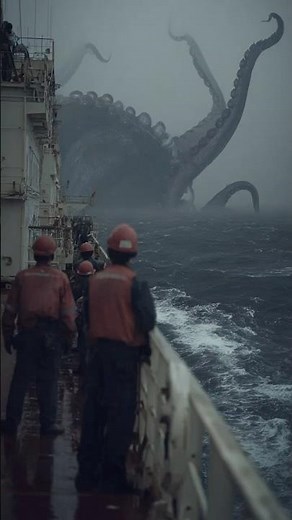Cargo Ship Camera Captures Massive Tentacles in the Pacific