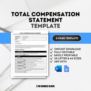 Total Compensation Statement Template: Employee Benefits Summary (digital Download) - Etsy