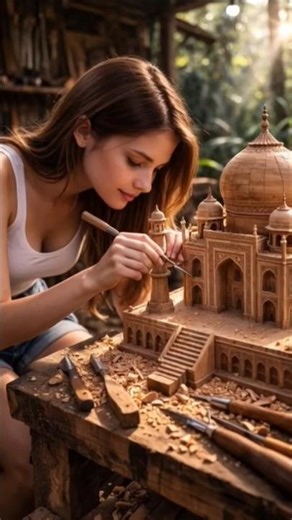 Wooden Taj Mahal Making from Wood 😱 Full Process | Amazing Wood Carving Art