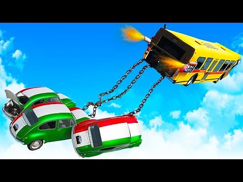 We Chained Tiny Cars to a Rocket Bus and Everything Broke in BeamNG Multiplayer!