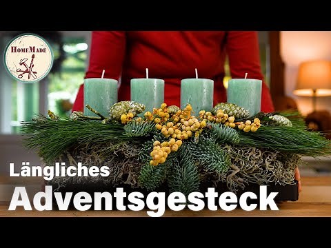 DIY | Längliches Adventsgesteck selber machen | Adventskranz Tablett/ Advent Tischdeko