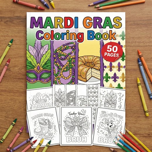 Mardi Gras Coloring Book, Funny Carnival Coloring Pages, Fat Tuesday Printable Coloring Sheets for Kids - Etsy