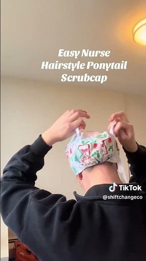 Quick and Easy Scrub Cap Tutorial! #hairstyle #nursehairstyles #headband #nurse #easyhairstyles