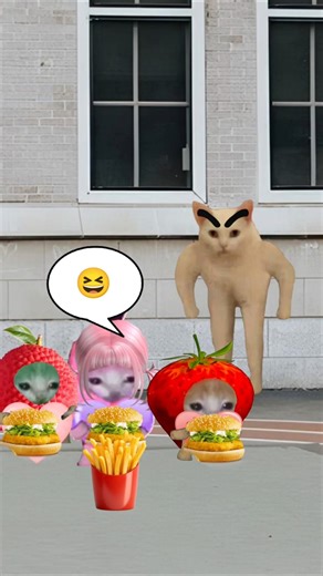 Strawberry & Litchi Cat transforms banana cat baby 🐱❤️ #catmemes #cat #shorts #fyp #bananacat