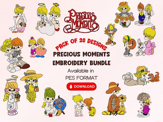 Precious Moments Embroidery Bundle – 20 PES Files | Instant Download for 4x4 Hoops | Cute Boy & Girl Machine Embroidery Designs - Etsy