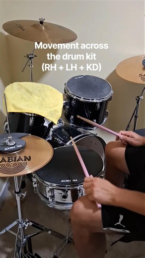Movement across the drum kit (RH + LH + KD) #drums #percussion #lessons