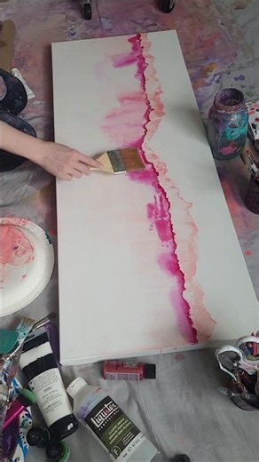 how to create a dreamy pink forest using acrylic inks🌷🌲 | forest nature painting