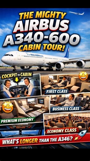 Inside the Airbus A340-600 – First Class to Economy | Complete Cabin Walkthrough 😍✈️#shorts#aviation