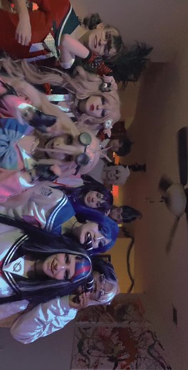 I hosted a #Danganronpa Christmas party 🤫 it was quite a silly fun time gave me flashbacks #miuiruma #ibukimioda #junkoenoshima #mikantsumiki #hajimehinata #nagitokomaeda #gundhamtanaka #sayakamaizono #makiharukawa #monokuma