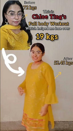 19 kgs Weight Lose with Chloe Ting's Full Body Workout 💪✅ #chloetingworkout #workoutmotivation