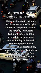 Prayer for Peace Amid Chaos: Seeking Tranquility in Turbulent Times 🙏🕊️ Heavenly Father, in the midst of chaos, we turn to You, the source of true peace. Grant us the serenity to navigate turbulent waters and the strength to be beacons of Your tranquility in the world. May Your peace, which surpasses all understanding, guard our hearts and minds. In Jesus' name, we pray for a calming presence in the midst of chaos. Amen. 🌈❤️ #PrayerForPeace #TranquilHeart #ChristianLiving #PeaceInChaos #InJes