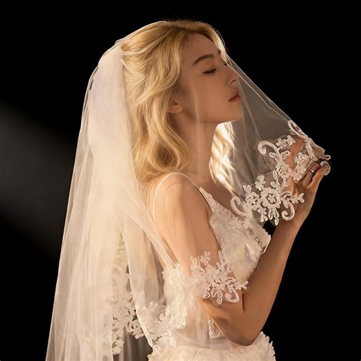 Tulle Bridal Veil, Classic Bride Veil, Vintage Embroidery Veil, Mantilla Veil Lace Edge, White Ivory Veil for Wedding, Church Wedding Veil - Etsy