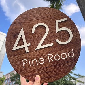 Personalized 3D Wood House Number Sign, Round Address Plaque - Etsy
