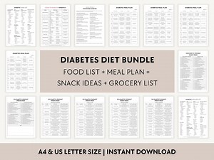 30-day Diabetic Meal Plan PDF, 7-day Diabetes Diet Food List Printable, Grocery, Snack Ideas - Etsy