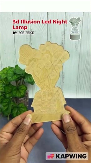 3D Illusion LED Night Lamp With House & Balloons Design