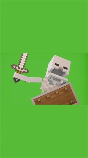 skeleton banging shield minecraft Green curtain