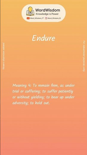 What does "Endure" mean? | English vocabulary shorts | #endure #wordwisdom