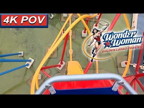 Wonder Woman: Golden Lasso Coaster (4K Front Seat POV)- Six Flags Fiesta Texas, San Antonio, TX