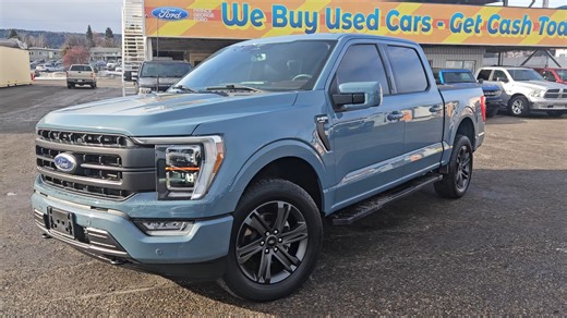 Stock# B8196 | 2023 Ford F-150 Lariat | Pricing : $57,997 $899 Doc and Tax Area 51 Blue with Black Leather 48490 KMS 2.7L V6 EcoBoost Engine SuperCrew 10-Speed Automatic 4WD Equipment Group 502A High Lariat Sport Appearance Package Ford Co-Pilot360 Assist 2.0 Connected Navigation Wireless Charging Pad Onboard Scale w/Smart Hitch Heated/Cooled Front Seats 3.55 Axle Ratio, Accent-Colour Angular Step Bar, Air Conditioning, AM/FM radio: SiriusXM with 360L, Body-Colour Door Handles w/Body-Colour Beze