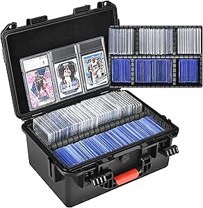 Sports Card Case Storage Box: Trading Cards Storage Box for PSA Graded Cards Holder and Top Loaders, Baseball Sport Card Storage Boxes, Waterproof Hard Case with 6 Dividers for Top Loaders Card (300+)