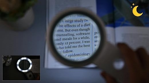 Lupe mit Licht und Ständer, 30X 10X Faltbare Leselupe mit 18 LED-Licht, Dimmbare Große Glas-Handlupe, Schreibtischlupe für Senioren, Juwelier, Handwerk, Bücher, Münzen, Makuladegeneration