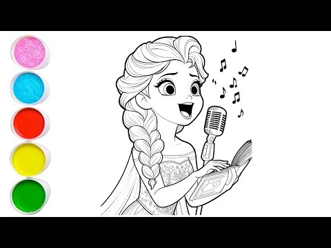 Cute Elsa Frozen Drawing for kids, Painting & Coloring for kids, Toddlers | Let's Draw Together