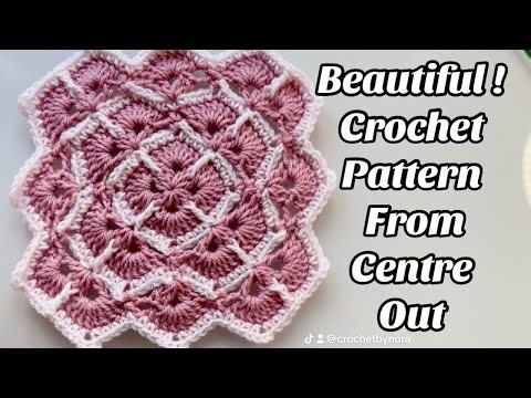 NEW! CROCHET SHELL PATTERN FROM THE CENTRE - Easy Step by step Tutorial for Blankets & More US TERMS
