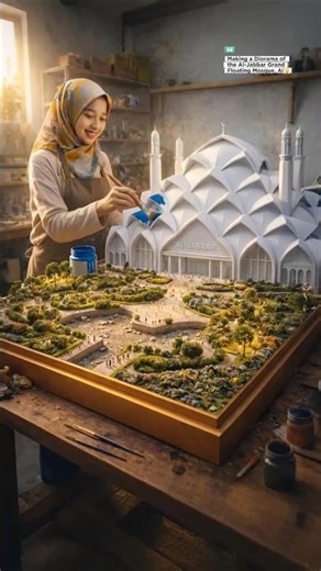 Making a Diorama of the Al-Jabbar Grand Floating Mosque, Ai🕌 #shorts #adindapuzzle