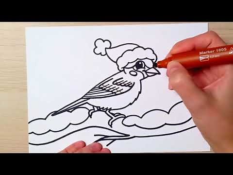 Jak se kreslí vrabec - Vánoční kreslení pro děti