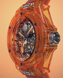 Starting the year masterfully with our new #BigBangTourbillonAutomatic Orange Sapphire! This surprising and dynamic colour, paired with an entirely new tourbillon movement completely designed and produced by #Hublot, is a breath of fresh air for Haute Horlogerie. Limited edition of 50 pieces. Also available with a case and bezel in Texalium® or in Black Ceramic. #LVMHWatchWeek Discover more on www.hublot.com. | Hublot