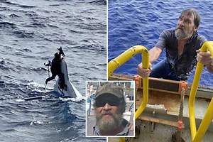 Moment missing man found clinging to capsized boat 86 miles off Florida coast