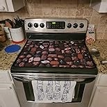 Stove Cover Stove Covers For Electric Stoves Foldable Multipurposeglass Top Protector Thick Natural Rubber Anti-Slip Coating Expands Usable Space (27.9inx20in) (Black and White Tree)