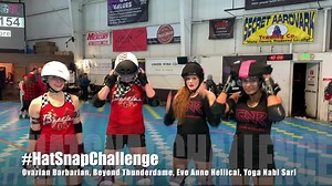 9.5K views · 139 reactions | How fast can you put a jammer cap on? Sydney Roller Derby League laid down the challenge. Adelaide Roller Derby answered the call. Last night, after an incredible and incredibly hard-fought bout, the Break Neck Betties and Guns N Rollers stepped up to the #HatSnapChallenge. (A huge thank you to Ovarian Barbarian, Beyond Thunderdame, Eve Anne Hellical, and Yoga Nabi Sari for being such good sports!) | Rose City Rollers | Facebook
