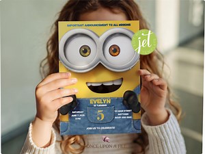 Minion Birthday Invitation Template: Editable Cartoon Party Evite (Digital)