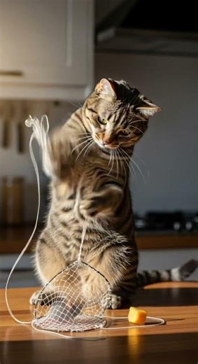 Uhh… 😺Which string am I supposed to pull!? えー Cat stuck in yarn mess #cats #yarn #funnypets
