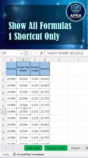 How to Show All Formula in Excel | Show All Excel Formulas in One Click #excel ##exceltips