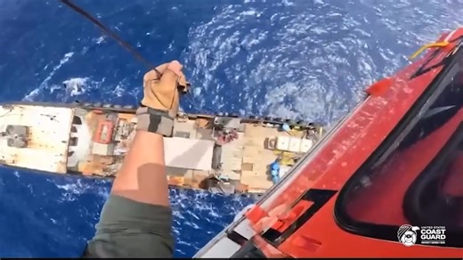 😎🚁 Flight Mechanic POV of rescue at sea 🛟🌊 U.S. Coast Guard Air Station Miami MH-65 Dolphin’s aircrew medevaced an injured man 70 miles offshore and transported him safely to a hospital to receive care. Bravo Zulu to the crew on a well-executed mission! Save lives. Serve your nation. Make an impact as a member of the United States Coast Guard 👉 gocoastguard.com #fridayfromthefleet #sar #uscg #protectdefendsave #makeanimpact #gocoastguard | Go Coast Guard
