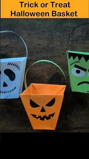 Trick or Treat Halloween Basket - Pumpkin, Frankenstein & Ghost | DIY Paper Craft