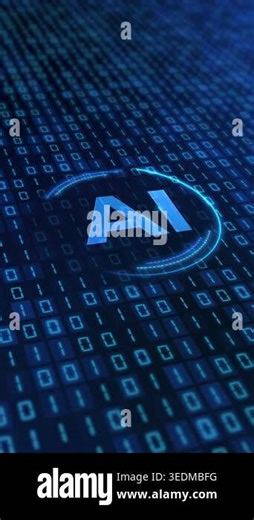 Vertical video animation of a modern AI design icon with a glowing effect. Futuristic user interface in action Stock Video Footage - Alamy