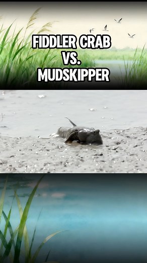 Clash of the Titans! 🦀⚔️🐟 Fiddler Crab vs. Mudskipper! In the mudflat arena, it's a battle for territory. Who will win? #Mudskipper #FiddlerCrab #AnimalBattle #NatureIsWild #Wildlife | Eastern Pulse