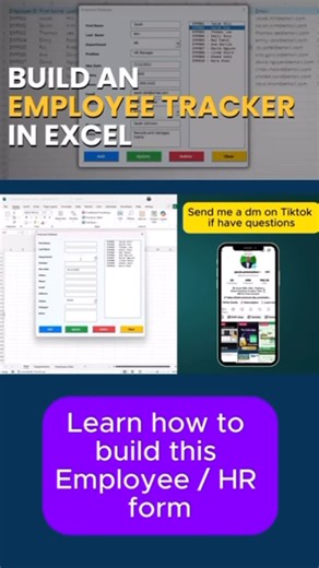 𝗝𝗮𝗰𝗼𝗯 | Systems & Automation Specialist on Instagram: "Learn how to build this employee / HR form. Full tutorial on my YouTube channel. Link in bio. #exceltraining #vba #exceltips #exceltricks #businesstools"