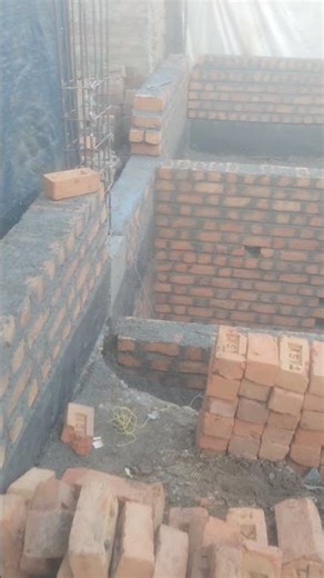 Brick wark upto plinth level of beam #shotrs #construction